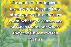 The souls of the departed are never truly gone; they simply move into another room, where we cannot see or touch them, but where they continue to watch over us." - Unknown - 1